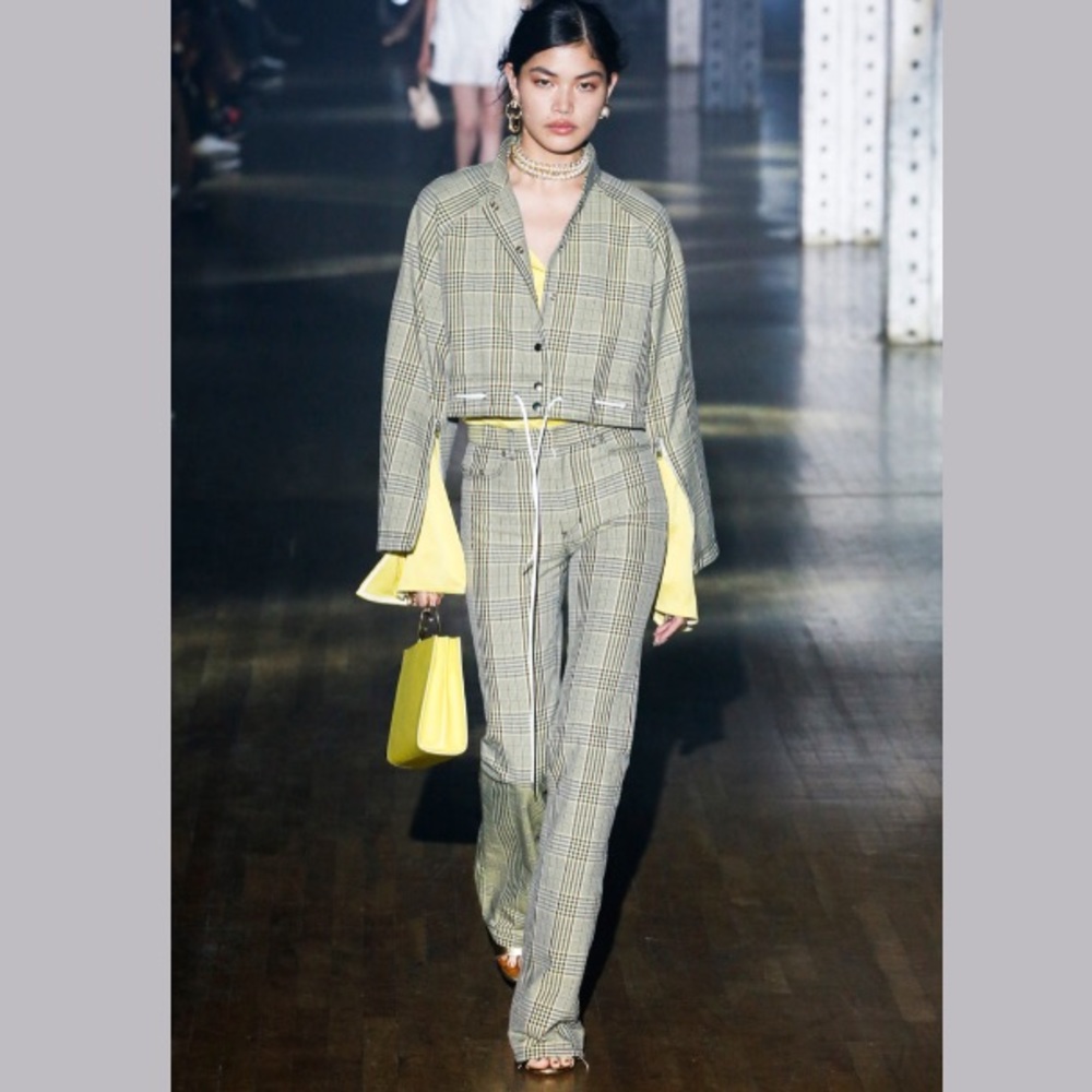 Adeam plaid limelight bootleg pants